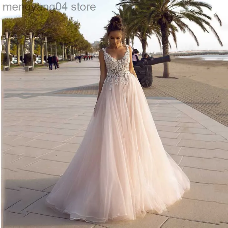 Robes de soirée Verngo Country Beach robe de mariée 2020 Blush rose tulle une ligne princesse robes de mariée dos nu Gilrs robes formelles de 15 T230502