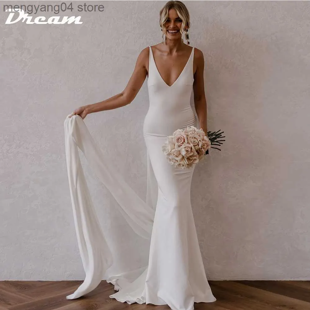 Long v neck crepe gown with open back new arrivals