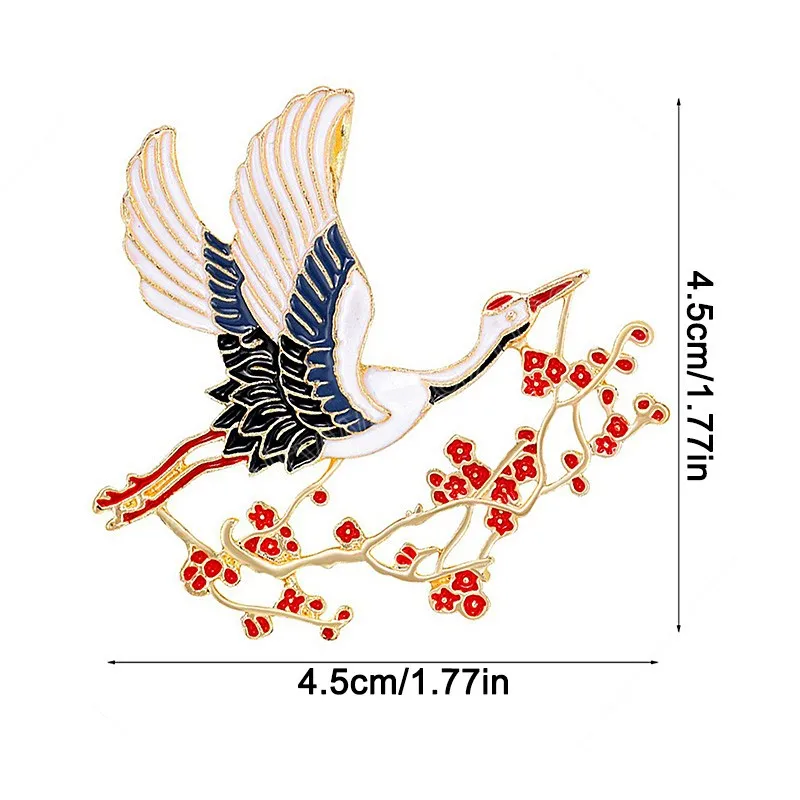 Retro Animal Flower Crane Brooches Chinese Style Corsage Pins Women Unisex Bird Animal Party Brooch Pins Gift