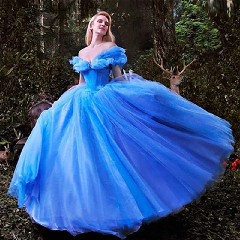 Robes de soirée Halloween Femmes Nouveau Film Bleu Cendrillon Chérie Robe De Mariée De Luxe Adulte Robe De Bal Robes De Mariée Robe De Mariee T230502