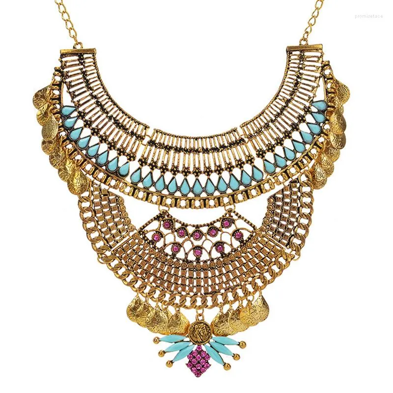 Choker Vintage Statement Necklace & Pendant Gold Color Exaggerate Geometry Coin African Jewelry For Women Collar Maxi