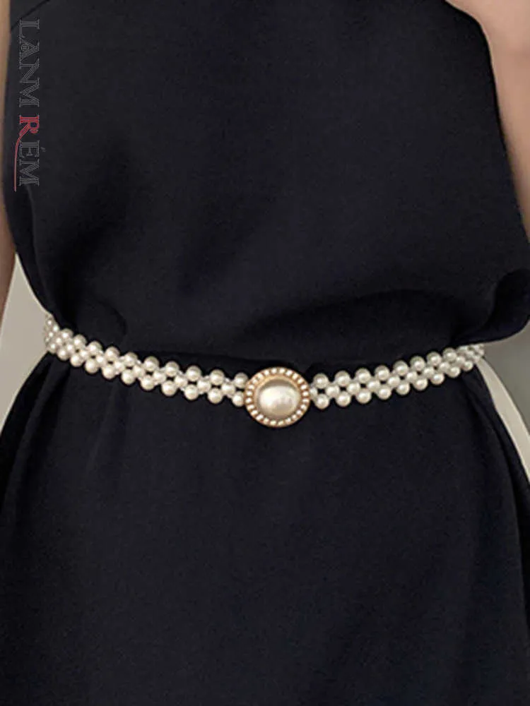 Autres accessoires de mode LANMREM Mode coréenne Perles Ceintures pour femmes Taille haute élastique Designer Allmatch Chemises Robes 2023 Printemps Été 2YA391 J230502