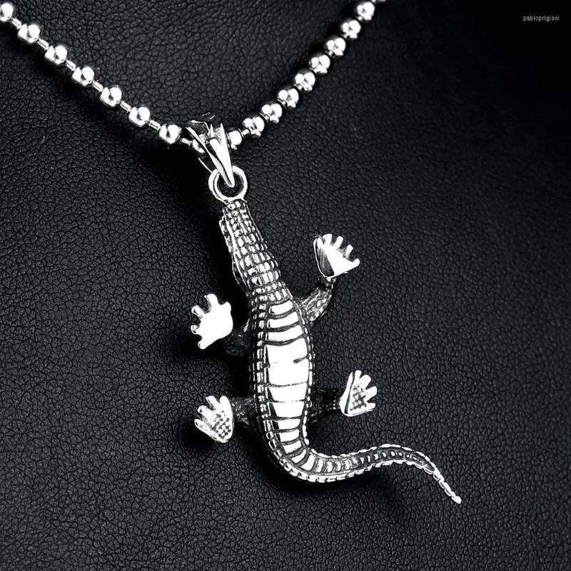 Pendentif Colliers 3D Crocodile Collier En Acier Inoxydable Cool Animal Chaîne Pour Homme