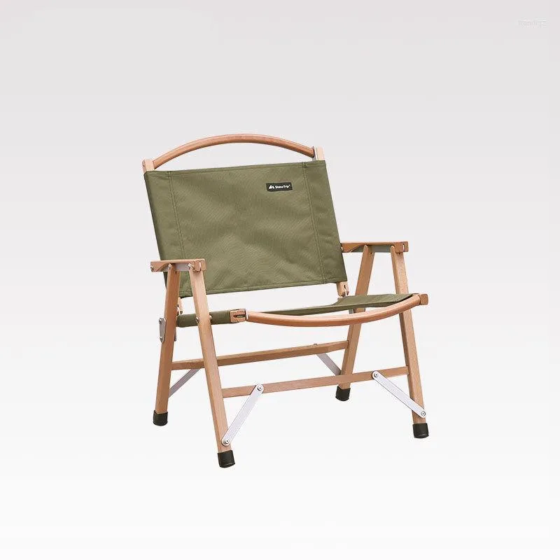 Camp Furniture Solid Wood Camping Folding Chair Outdoor Portable Stool Beech Leisure Back Light Luxury Retro Kmite