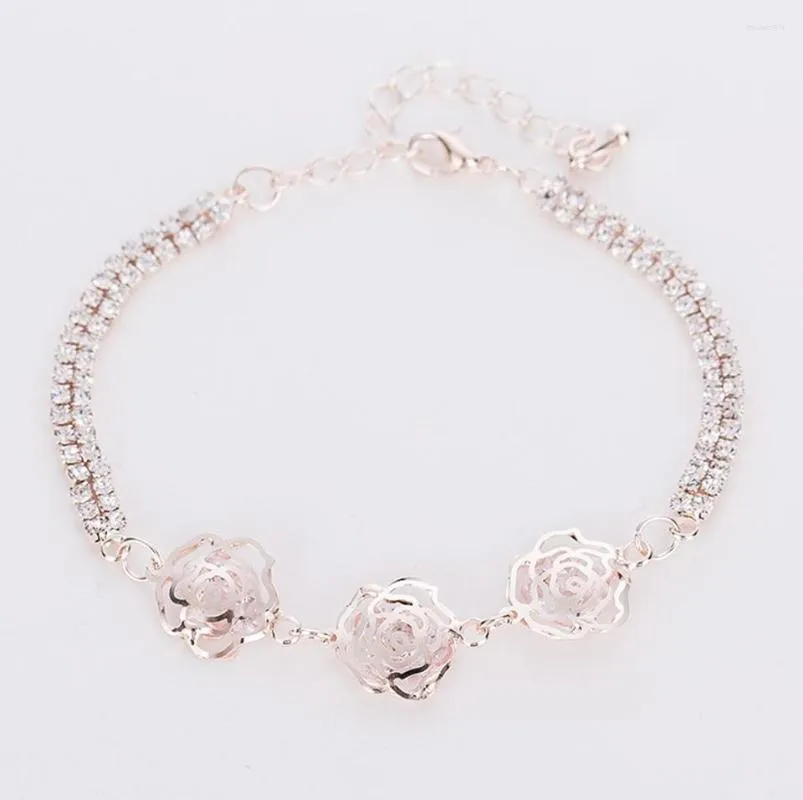 Bracelets à maillons Bracelet en cristal autrichien de luxe pour femmes couleur or Rose bijoux à breloques à la mode # B087