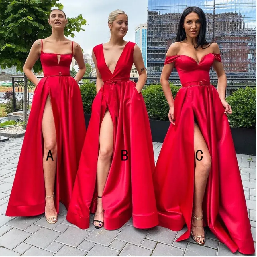 custom order bridesmaid dresses One Shoulder Satin Side Slit Long Mermaid Custom Bridesmaid Dresses , BN1288