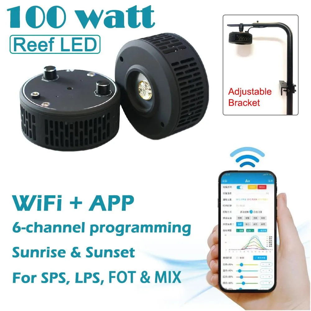 Lightings Himarine 100W Reef LED Light WiFi Program Saltwater Seawater Marine Coral Reef Lights SPS LPS Aquarium Fish Tank Lighting