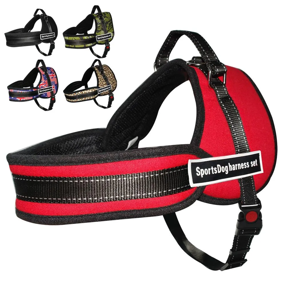 Reflective Padded Dog Harness Pet Breathable Mesh Nylon Harnesses with Handle and D Ring For Medium Large Dogs