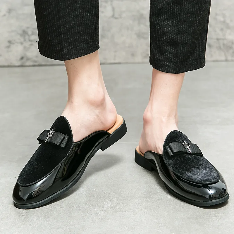 Mens black leather mules on sale