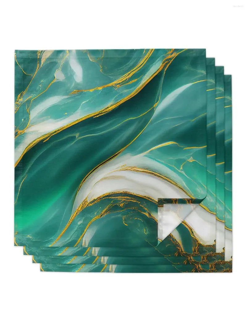 Table Napkin 4pcs Marble Texture Green Square Napkins 50cm Party Wedding Decoration Cloth Kitchen Dinner Serving