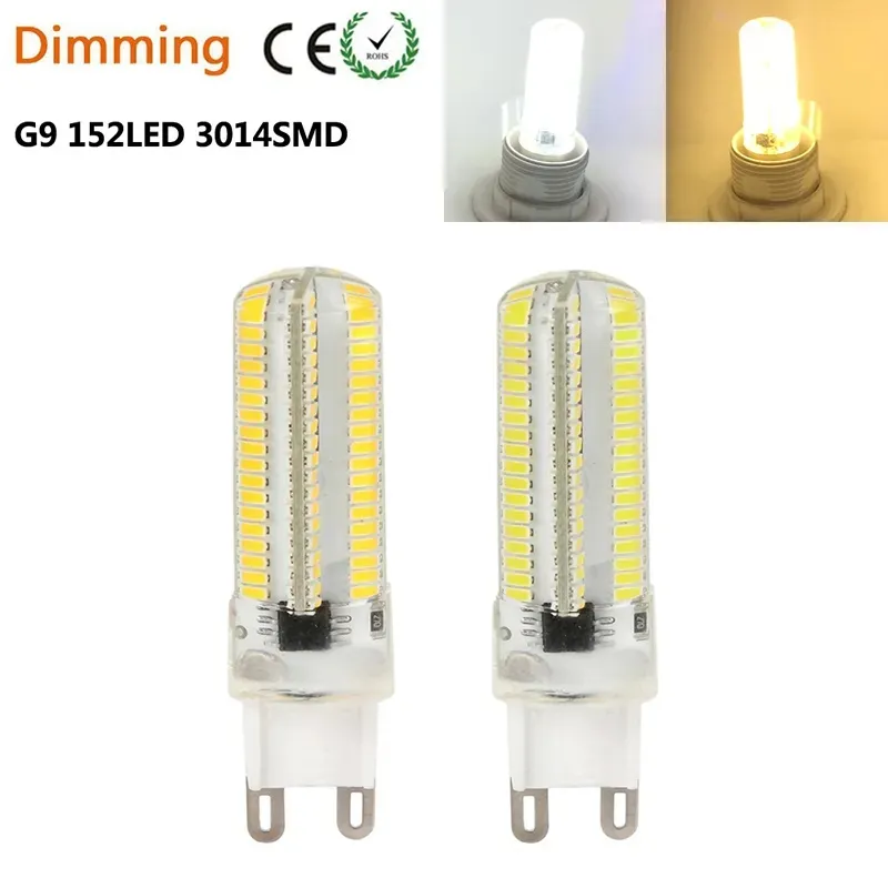 薄暗いLEDライトSMD 3014 LED電球15W E11/E12/E14/E17/G4/G9/BA15D 152LEDSドロップライトシリコンボディランプAC 220V 110Vクリスタルシャンデリア