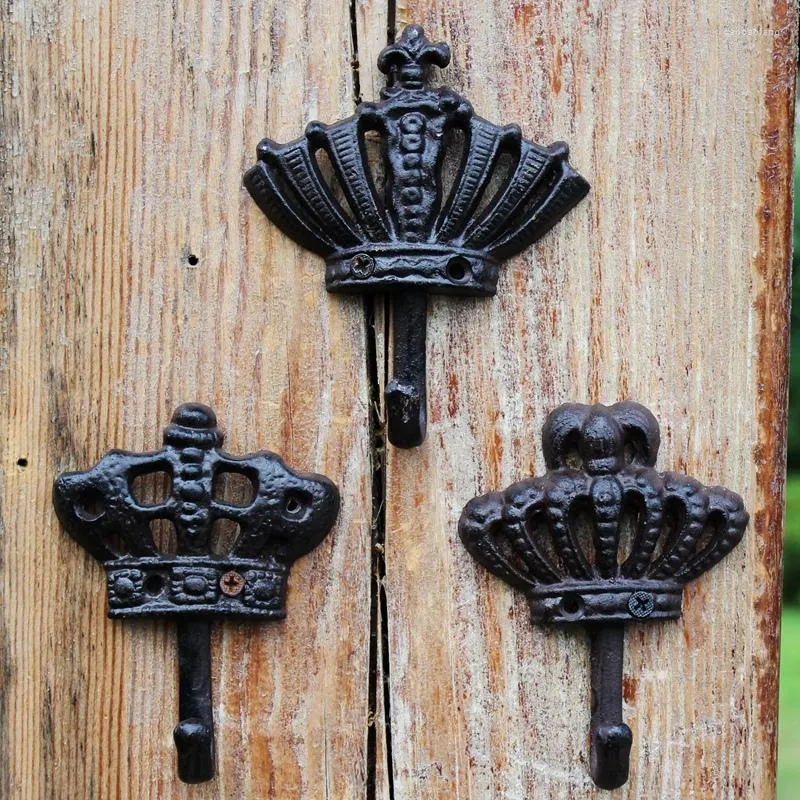 Hooks Cast Iron Metal Crown Hat Coat Robe Bathroom Towel Wall Hook Home Garden Decor