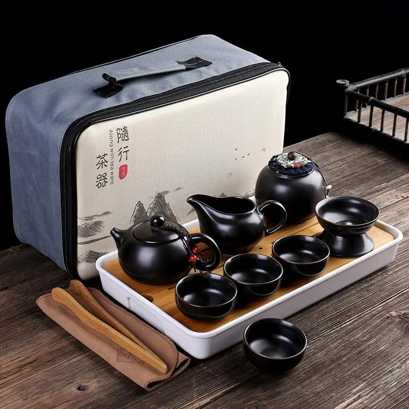 Teaware Personnaliser chinois Kung Fu Teaset céramique Portable théière ensemble voyage en plein air Gaiwan thé tasses de thé cérémonie tasse à thé beaux cadeaux