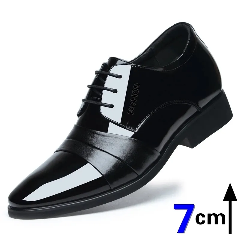 Mens Patent Leather Mens Wearhouse Dress Shoes With 5 7CM Height