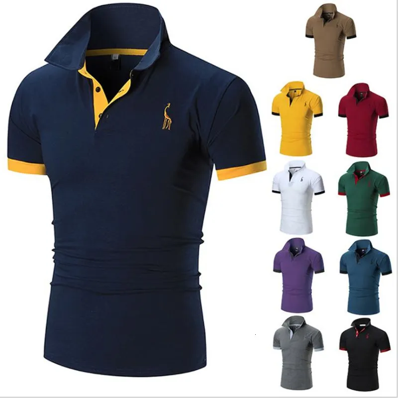 Hommes Polos Drop 13 Couleurs Marque Qualité Coton Broderie Polo Girafe Chemise Casual Patchwork Mâle Tops Vêtements 230428