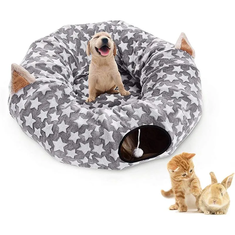 Toys Funny Cat Toy Tunnel Pet Tunnel Foldable Bulk Small Pet Toys Rabbit Christmas Pet Tunnel Cat Beds House and Sleep with Ball Play