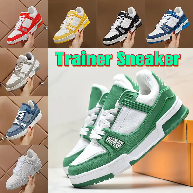 2023 Designer Trainer Sneakers Fritidsskor Herr Virgils x 1 Låg vit logotyp präglad röd grön blå denim kunglig röd canvas Svart Lyx män kvinnor Platform Sneakers