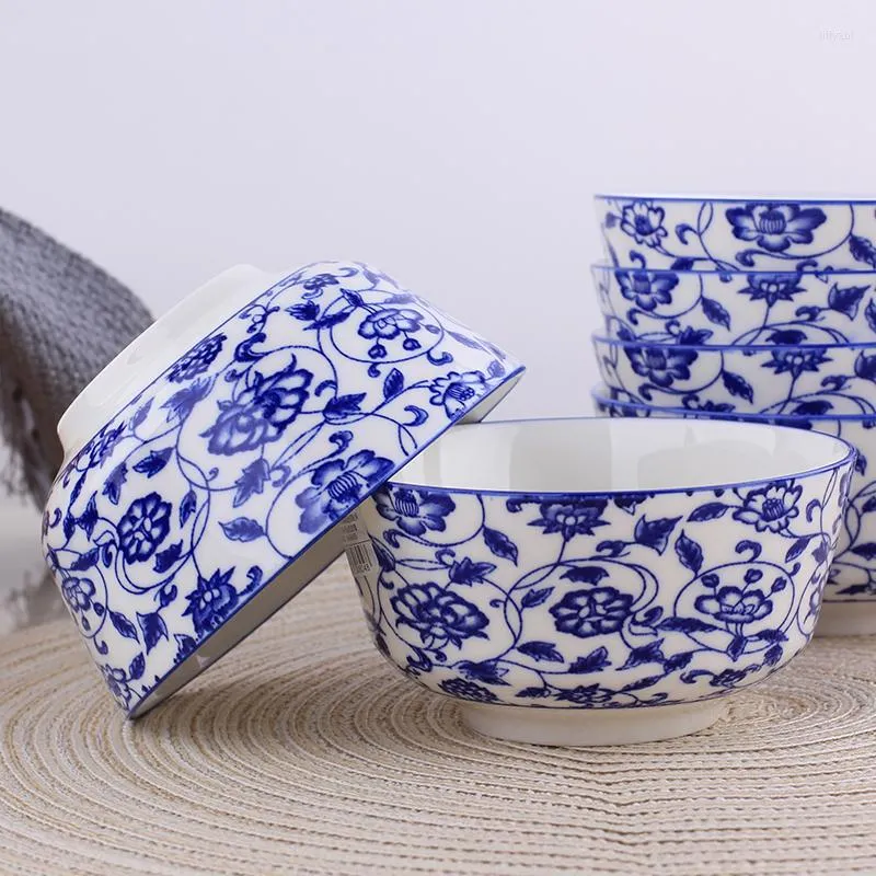Set di stoviglie Stoviglie giapponesi Smalto in ceramica Colore medio Ciotola di riso da 4,5 pollici 10 tazze Ciotole di tagliatelle e bacchette.