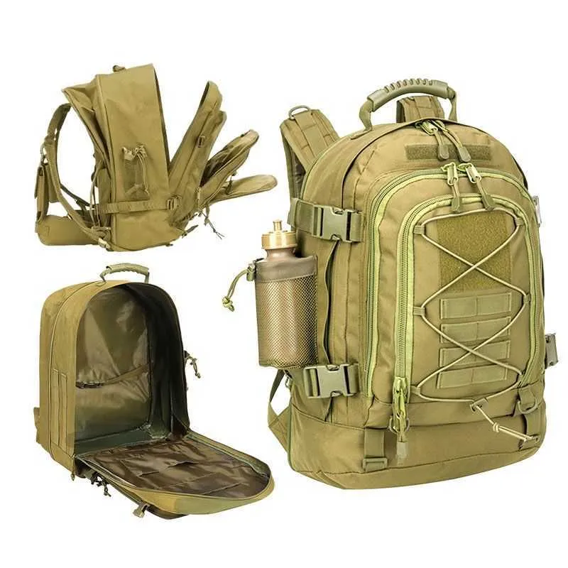 Backpacking Packs 50L Military Tactical Backpack Army Molle Assault Rucksack 3P Outdoor Travel Hiking Rucksacks Camping Hunting Climbing Big Bags J230502