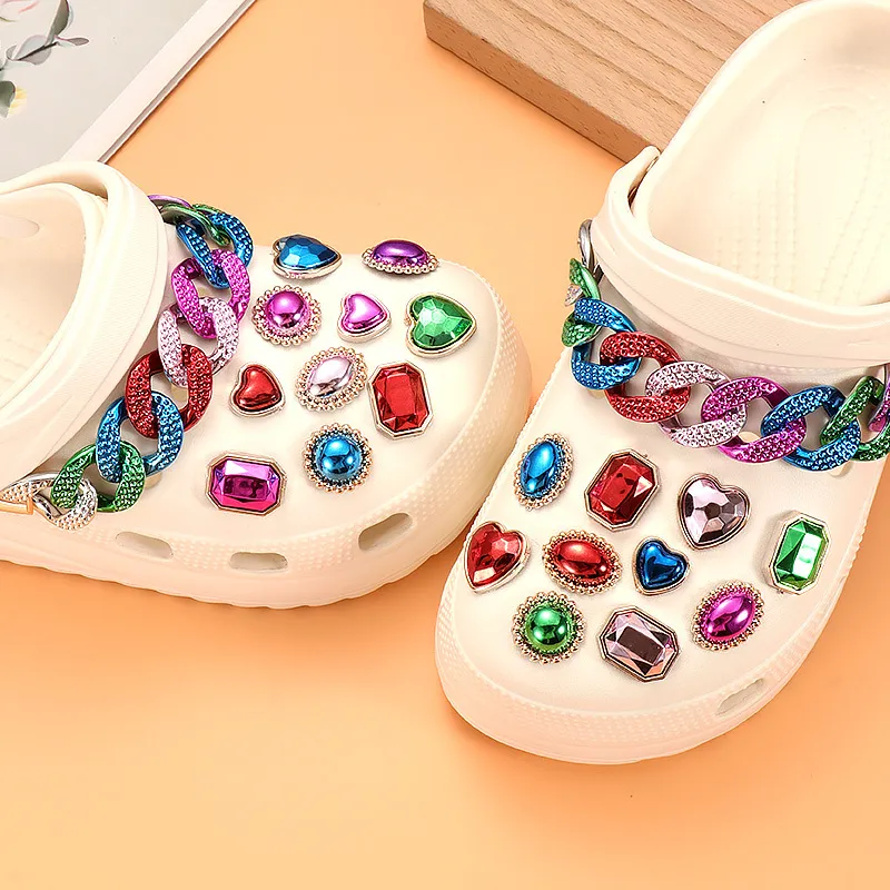 22pcs set Colorful Crystal Diamond Bling Jibbitz Croc Charms Shoe Decoration Buckle Accessories Pins Charm for Croc