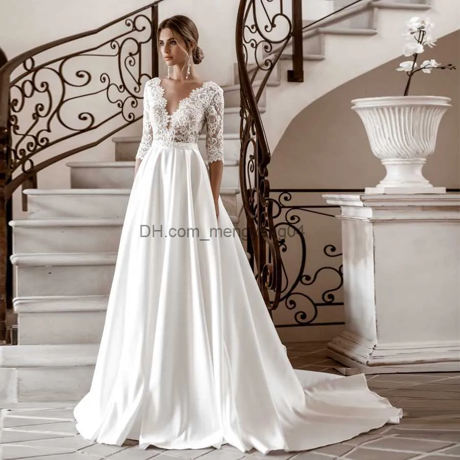 V neck empire waist wedding dress clearance