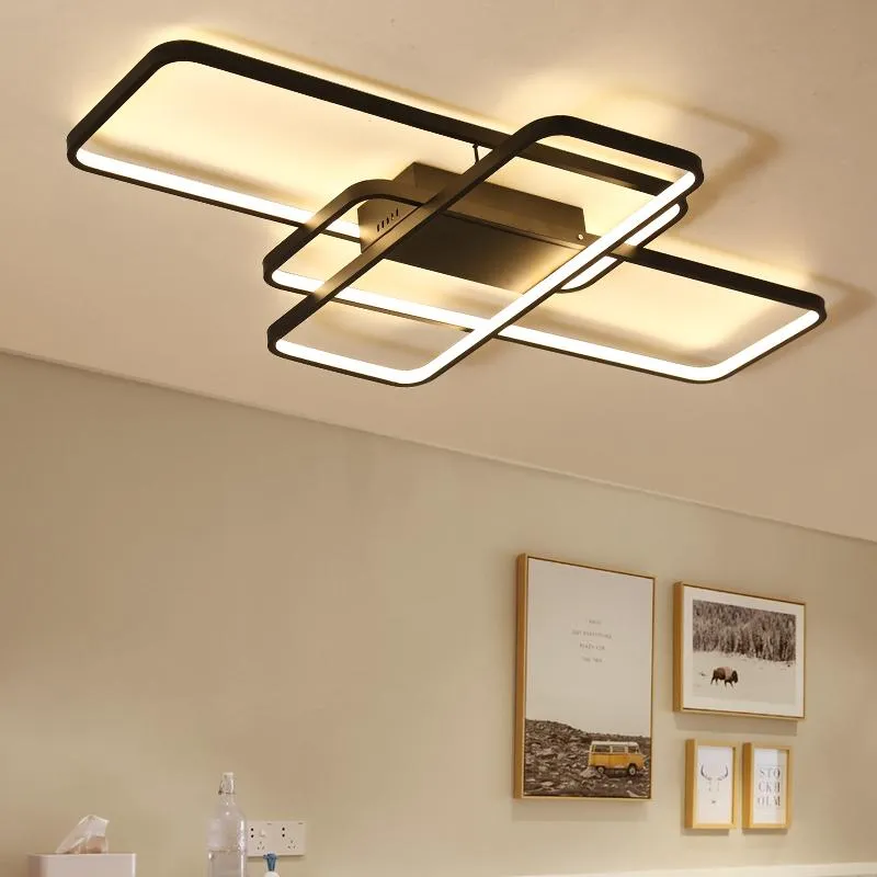 Taklampor fjärrdimning Modern LED för vardagsrum sovrum ljus AC85-265V Vita/svarta lampor fixturer