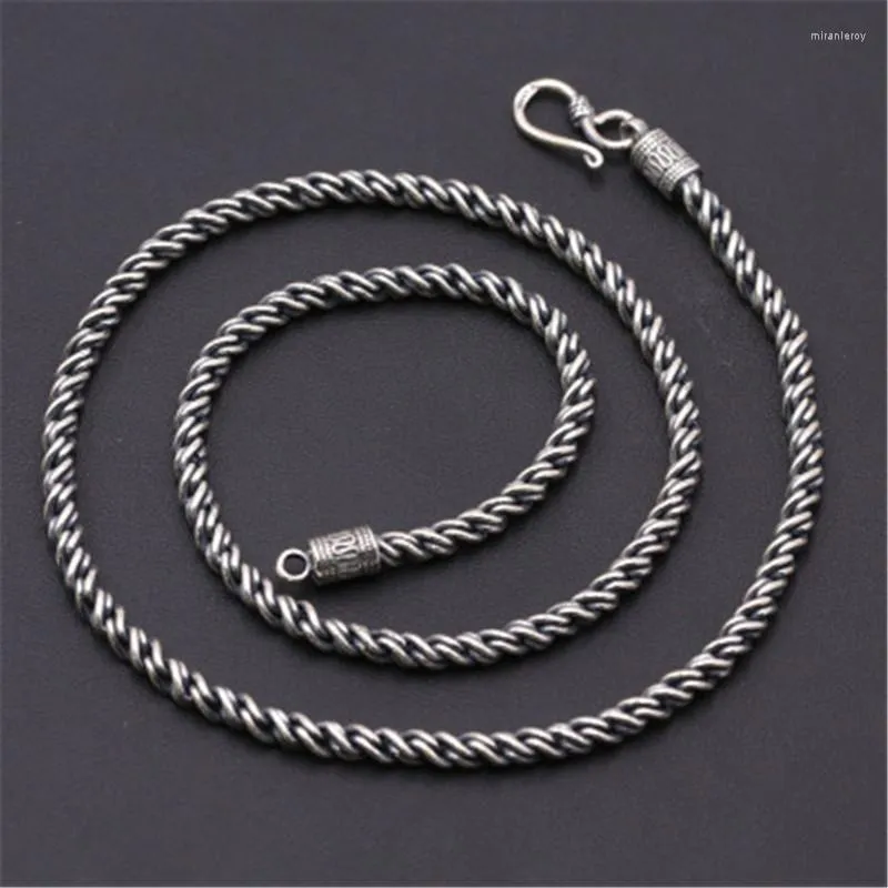 Hand Twisted Thai Style Necklace 4.5MM S925 Silver Chain For Men