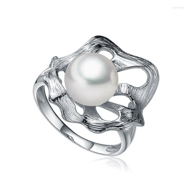 Klusterringar Sinya Silver Pearl Ring med 9-9,5 mm naturligt sötvatten 925 Sterling smycken gåva kvinnor älskar