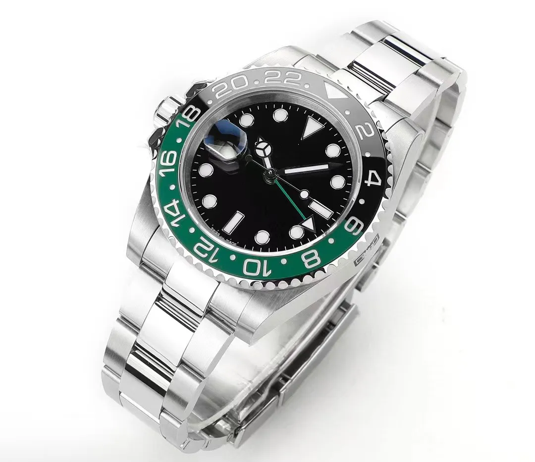 Мужские часы China Super Mechanical Movement 2813 Полностью автоматически на цепном наборе 40 -миллиметровое черное зеленое керамическое кольцо рта супер -светящийся дизайнерский подарки на запястье подарок