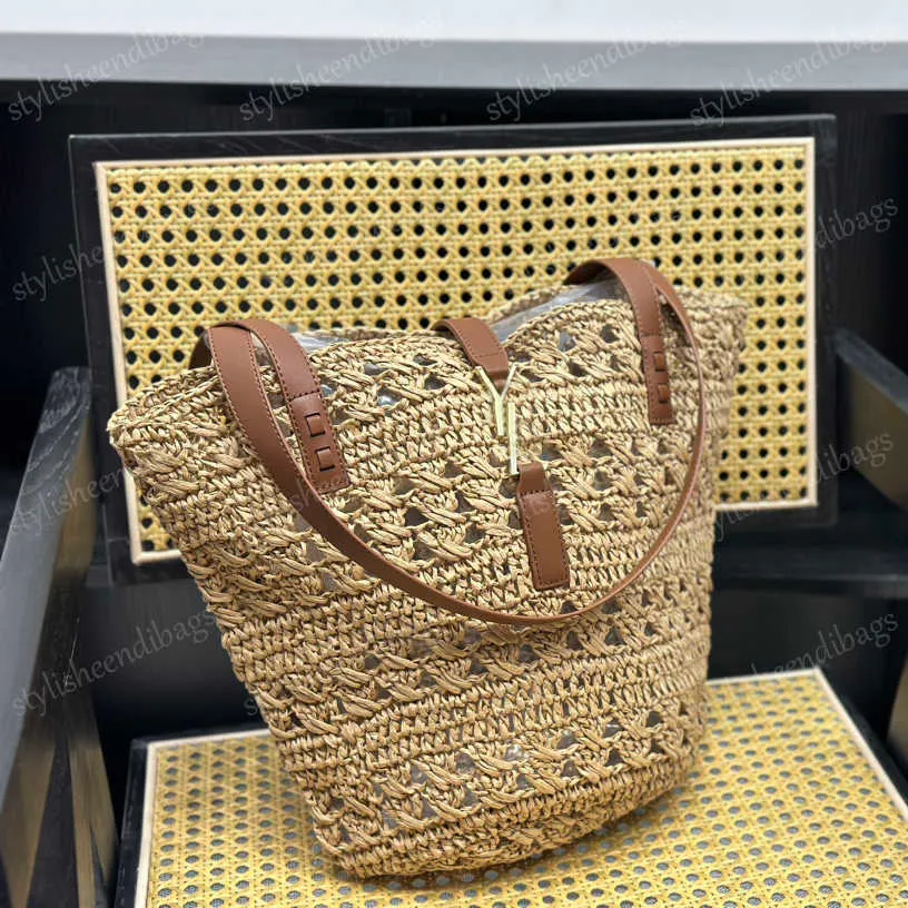 Designer-Tasche für Damen, Bast-Strand-Tragetaschen, Mode-Designer-Sommer-Handtaschen, Einkaufstasche, Stroh-Buchstaben, Umhängetasche, goldene Schnalle, Geldbörse, stylisheendibags