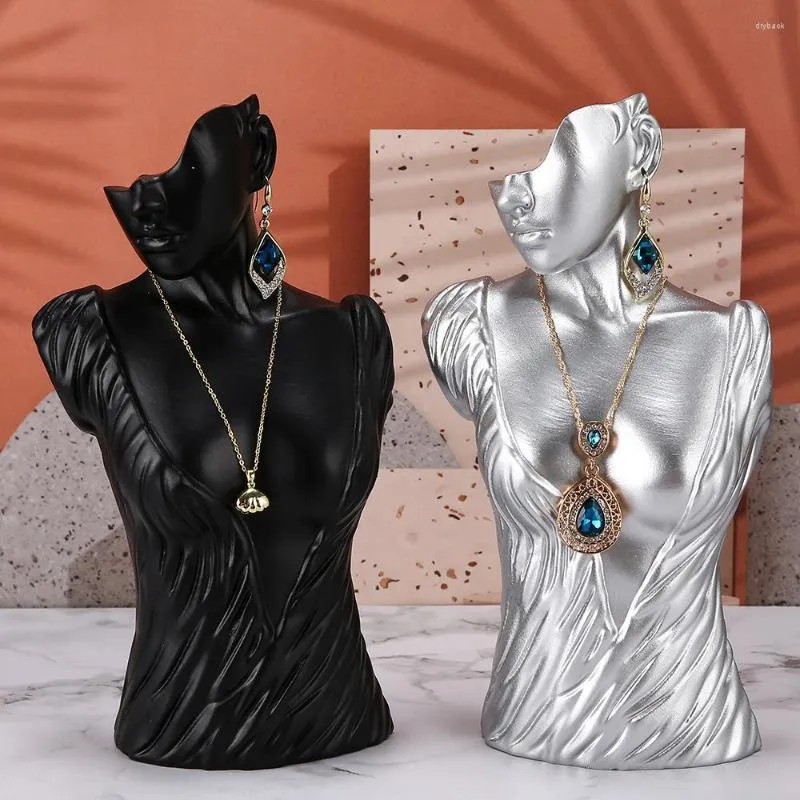 Bolsas de joalheria colar de jóias colar de resina de mannequina rack de busto para colares anel briol stand stand prateleira