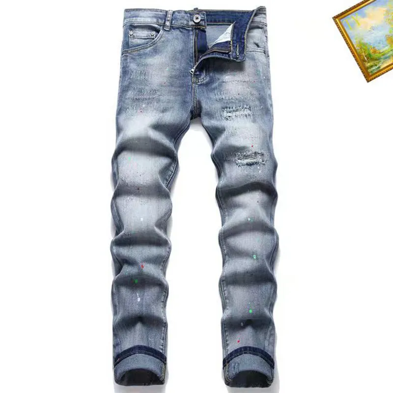 Trendy High Street Mens Jeans Pants Fashion Designer Blue Hole Washed  Casual Fit Straight Leg Pant Youth Rivet Print Patch Black Jean Embroidery  Boys Kecks From Sdc_clothing888, $50.45