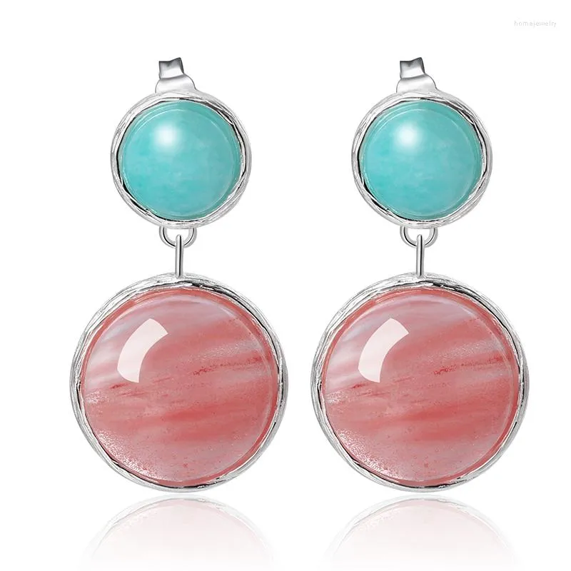 Boucles d'oreilles pendantes Lotus Fun réel 925 en argent Sterling naturel Amazonite fait à la main bijoux fins maison de bonbons pour les femmes Brincos