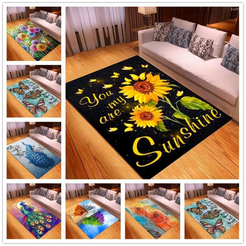 Teppiche Sunflower Rectangle Rug Dekorative Bodenmatte Wohnzimmerteppich Home Decor Housewarminggeschenke Furry