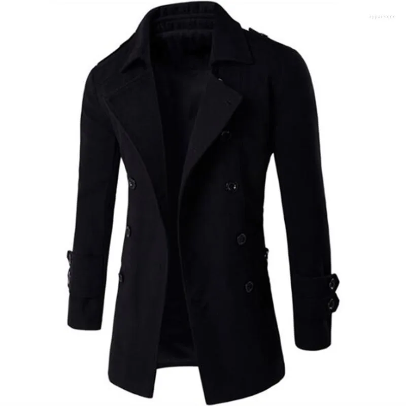 Mens Trench Coats Men British Style Double Breasted Top Coat Mens
