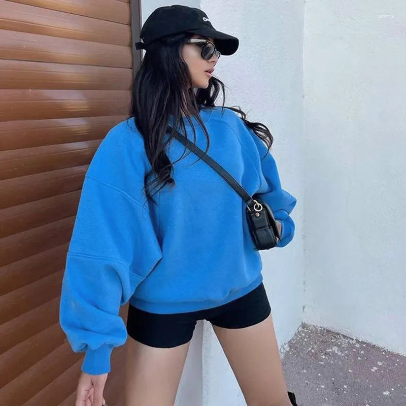 Sweat à capuche femme mode sweat pull Simple Harajuku unisexe femmes haut scolaire brossé épais chaud à manches longues veste ample