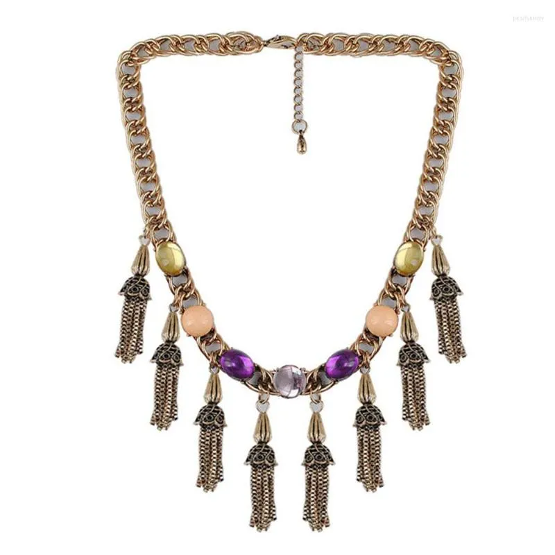Ketten Mode Halsketten Bohemian Gypsy Colar Vintage Collier Maxi Statement Anhänger Perlen Blatt Quaste Halsband Halskette Collares