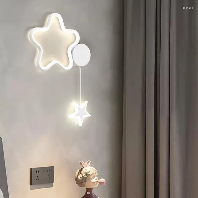 Wall Lamp Modern Led Cloud Star Moon Black and White Decor Sconces voor kinderkamer Studie Slaapkamer Living Indoor Armaturen