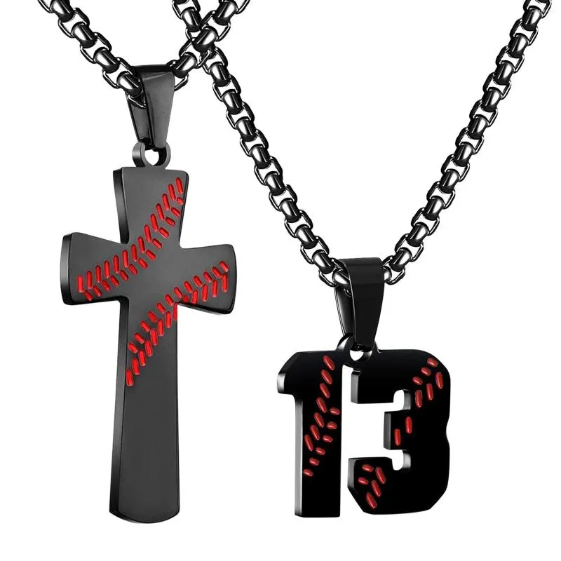 Hänge halsband boniskiss män trend baseball nummer sport cross rostfritt stål män 'halsband mode dekoration juvelygift