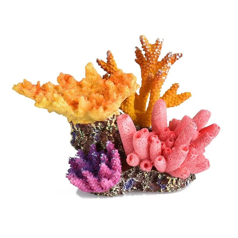 Dekorationer 1PC Aquarium Artificial Harts Coral Colorful Ornament Simulation Plant Diy Fish Tank Landscape Decoration