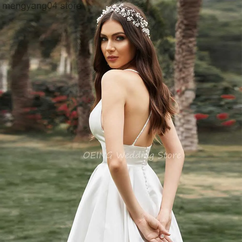 A line cheap midi wedding dress