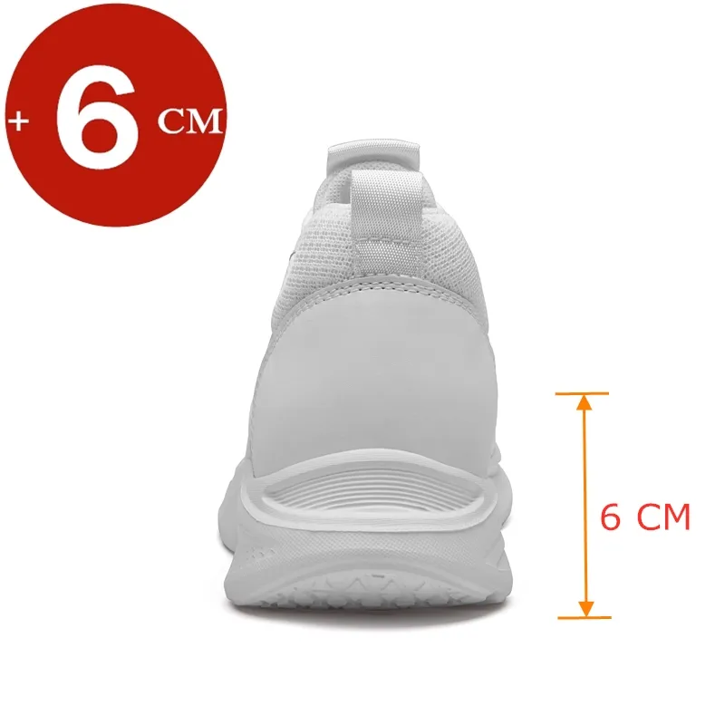 Zapatillas de deporte con elevación para hombre, zapatos informales con aumento de altura, plantilla de aumento de 6CM, calzado deportivo suave de ocio de altura