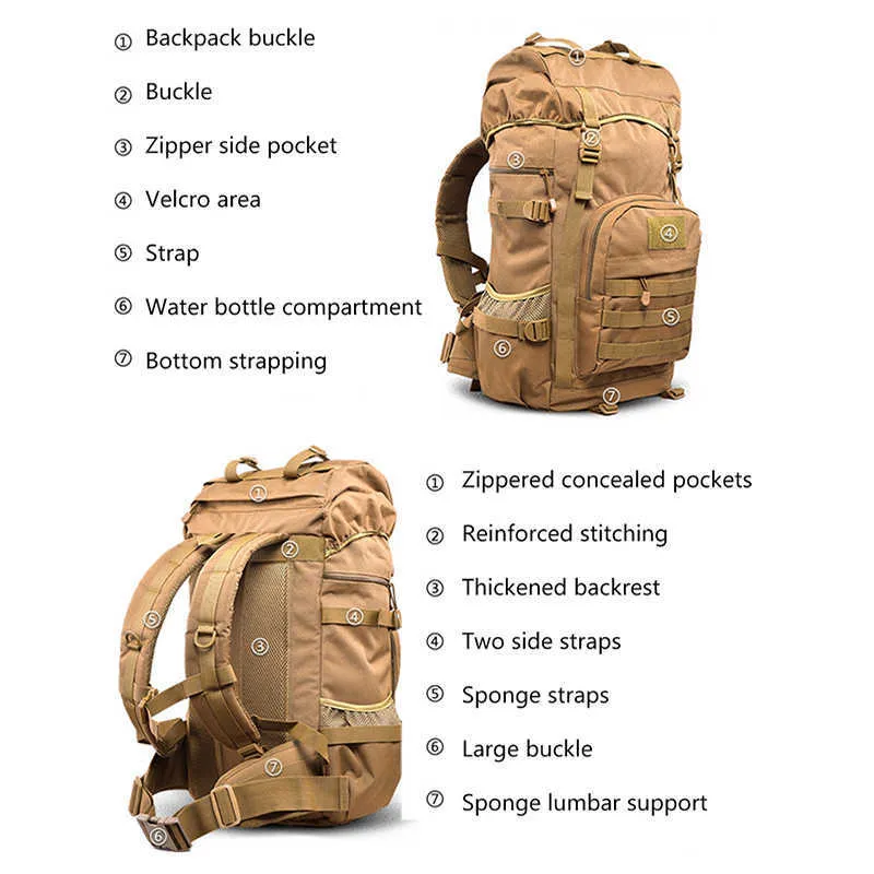 Paquetes De Mochilero 50 Litros T cticas Militares Mochila De Gran