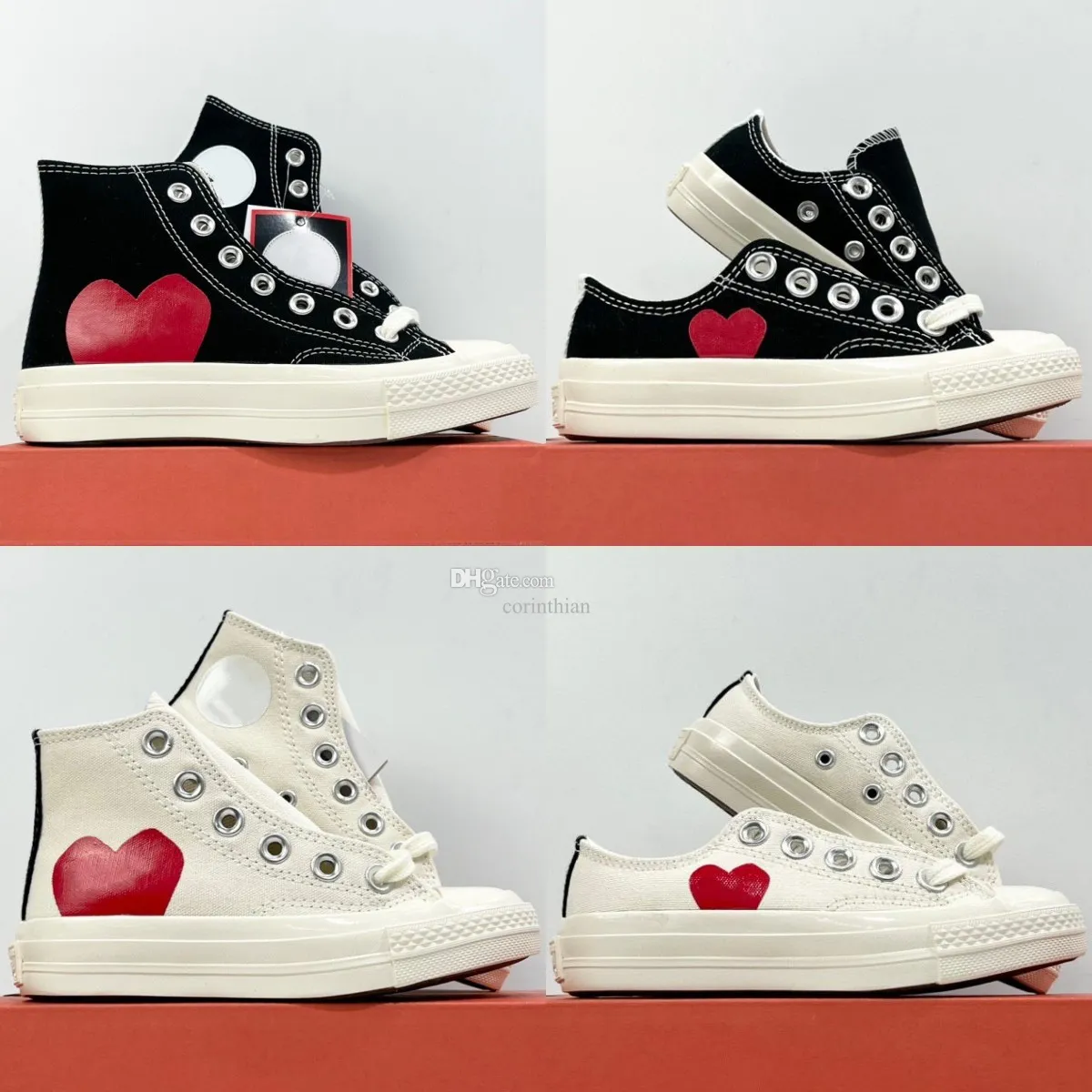 Çocuk Ayakkabıları High Play Kanvas ayakkabılar Love Heart 70'ler Girls Boys Low All Star tasarımcısı Beyaz Siyah Sneaker Çocuk Gençlik Günlük Ayakkabı Yürümeye Başlayan Spor Outdoor Eğitmenler