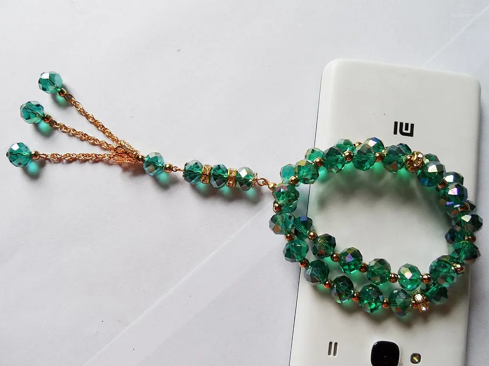 Ювелирные ювелирные фабрики дизайн малахит зеленый кристалл мусульманский браслет мода Эластичная золотая цепь