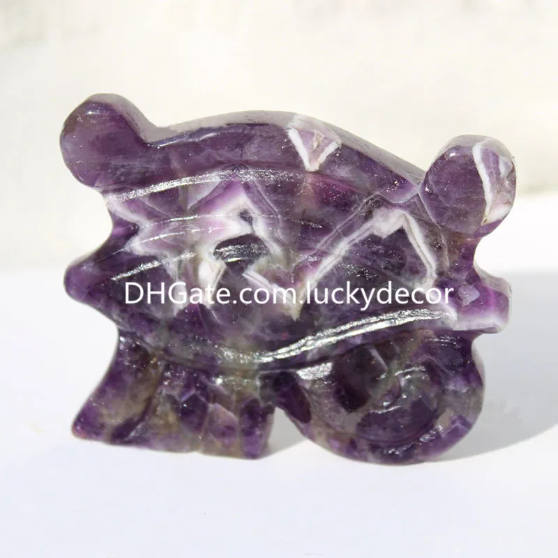 Natural Dream Amethyst Eye of Horus Sculpture Artwork Creative Ristningar Bandade kvartskristall Gemstone Udjat Eyes Egyption Symbol Talisman Protection Figurine