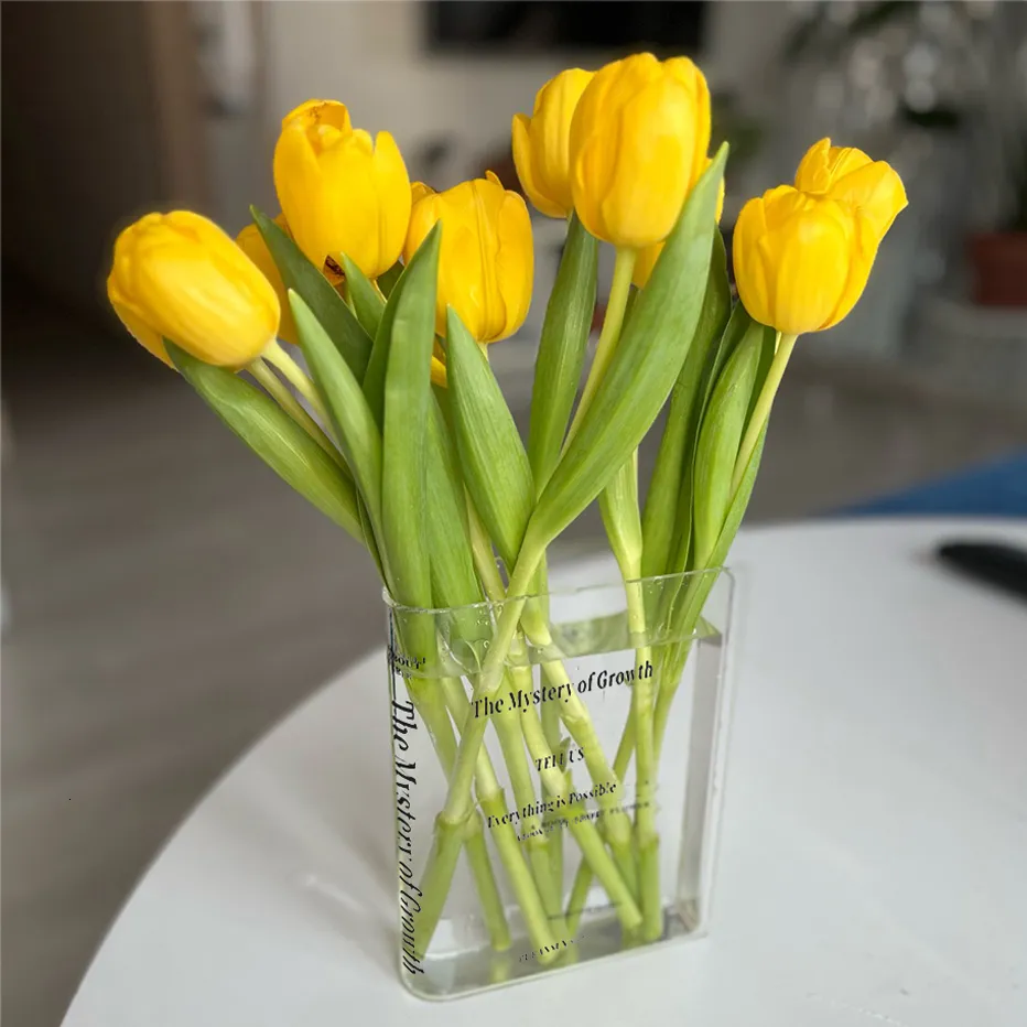 花瓶アクリルブック花瓶透明な北欧スタイルの花植物花瓶の家の装飾美的ルーム装飾水耕栽培デスクトップオーナメント230428