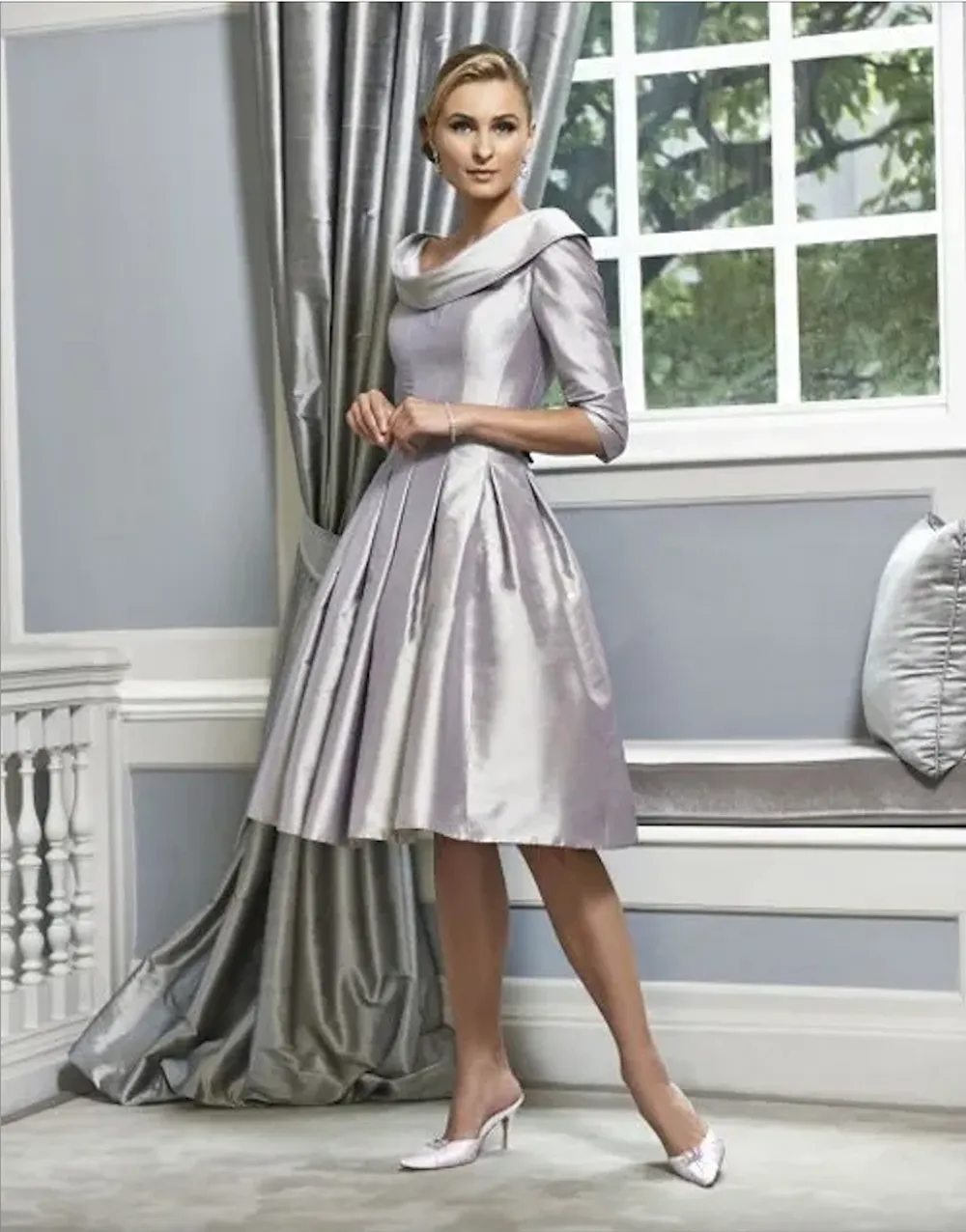 Gray mother of the bride dresses knee length clearance