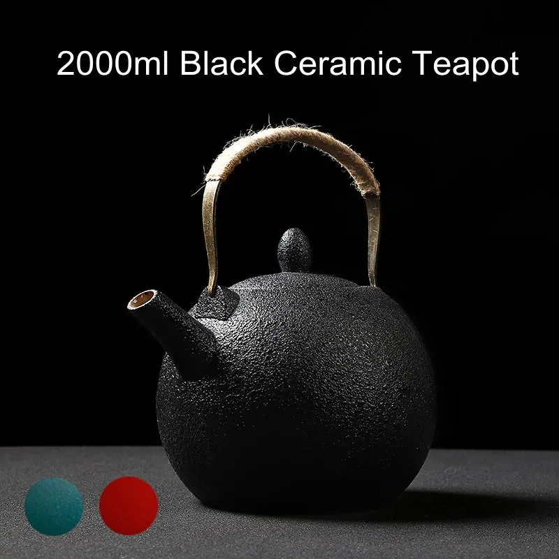 Teaware Style Japanese Vintage Vintage Tobe en céramique Grande capacité 2000 ml Black Ta Pot Home Hotel Restaurant Faven Chinese Teaset avec filtre