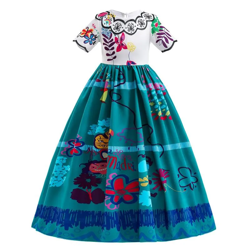 소녀의 드레스 여자 아기 공식 공주 옷 착용 코스프레 짧은 슬리브 인쇄 e18528